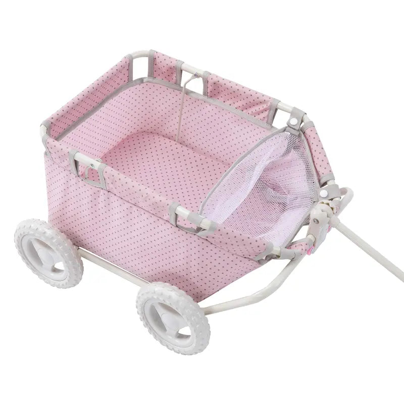 Teamson Olivias Little World Princess Doll Stroller, Foldable, Polka Dots, Ergonomic Handle, Fits 16-18″ Dolls
