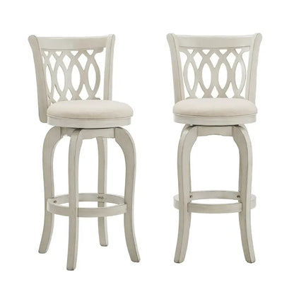 Elegant Scroll-Back Swivel Bar Stool with Metallic Accents and Comfort Upholstery