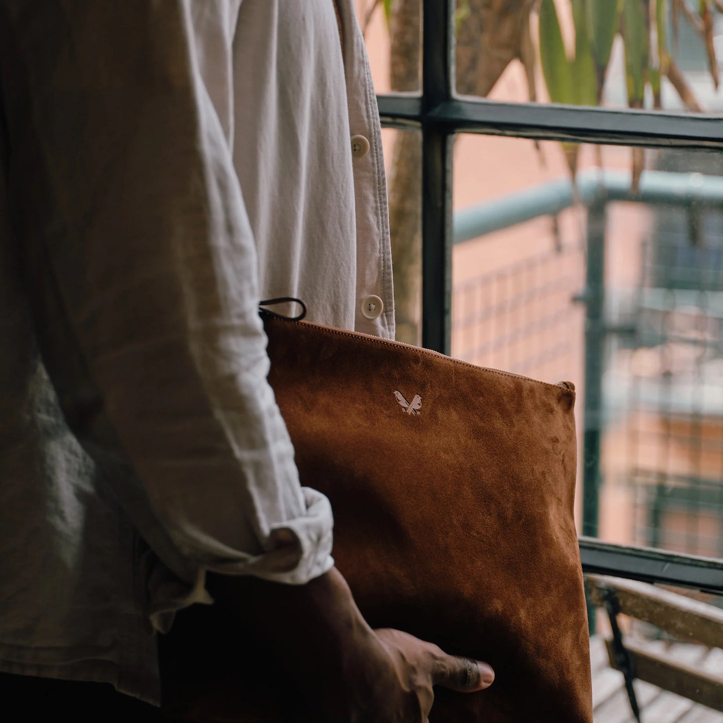 Suede Flight Folio - Tobacco Brown