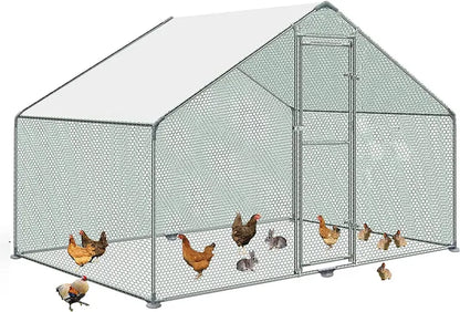 Large Chicken Coop Metal Chicken Runs for Yard, 10′ Walk in Chicken Coop Cage Chicken Pen Poultry Cage with Waterproof and Anti-UV Cover Heavy Duty Rabbit Hutch Duck Cage for Outdoor, Backyard and Farm