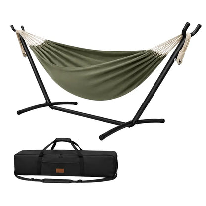 Extra-Large Double Hammock with All-Steel Stand and Portable Carry Bag