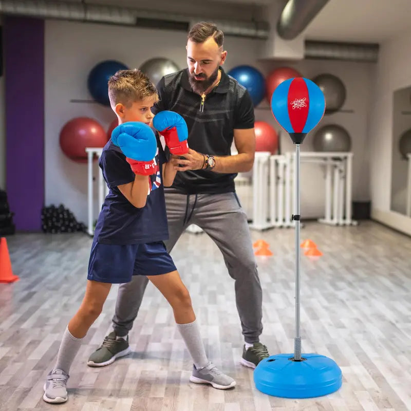 Kids’ Adjustable Punching Bag Set  Includes Reflex Ball and Safe Boxing Toy Components