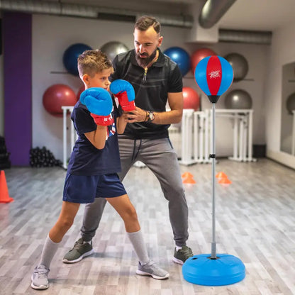 Kids’ Adjustable Punching Bag Set  Includes Reflex Ball and Safe Boxing Toy Components