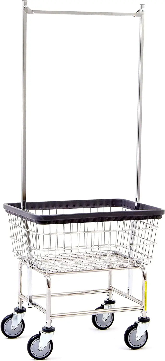 Heavy-Duty Wire Laundry Cart  Double-Rod Rolling Organizer