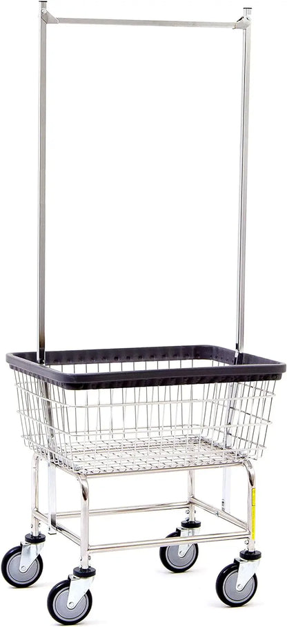 Heavy-Duty Wire Laundry Cart  Double-Rod Rolling Organizer