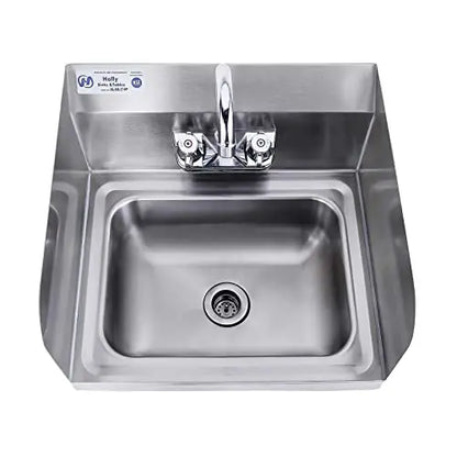 HALLY Stainless Steel Sink for Washing with Faucet and Side Splash, 17 x 15 Inches