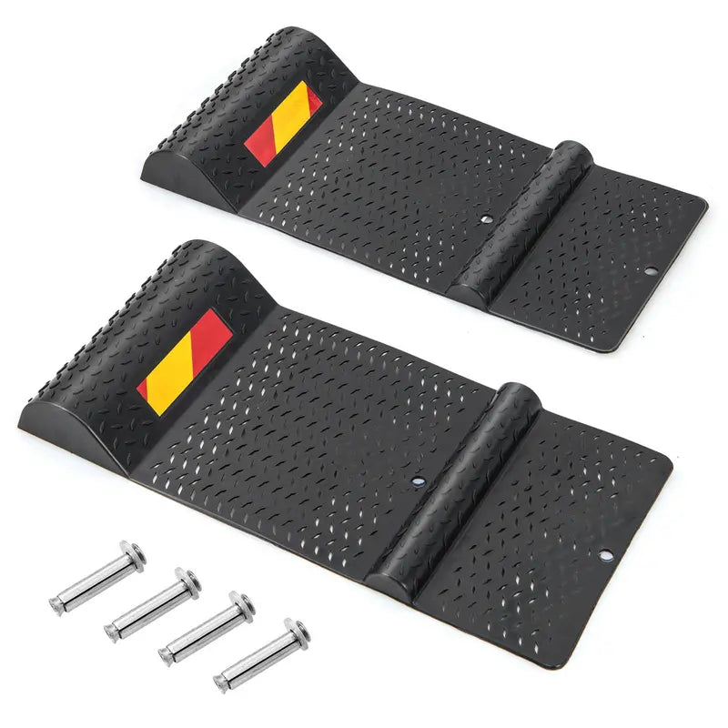 Garage Parking Mat Set  2-Pack Wheel Stoppers with Dual Mounting Options