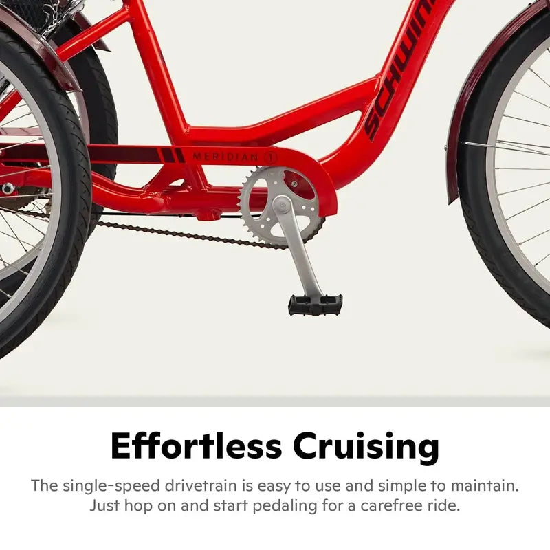 Schwinn Meridian Deluxe Adult Tricycle  Low-Step Aluminum Cruiser with 26-Inch Wheels and Adjustable Handlebars