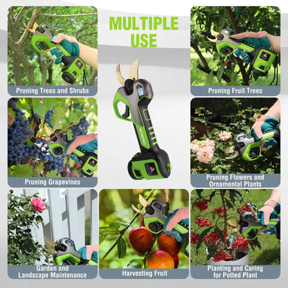 WORKPRO 12V Cordless Pruning Shears — 1.2″ Cutting Capacity with Dual Batteries and Fast Charger
