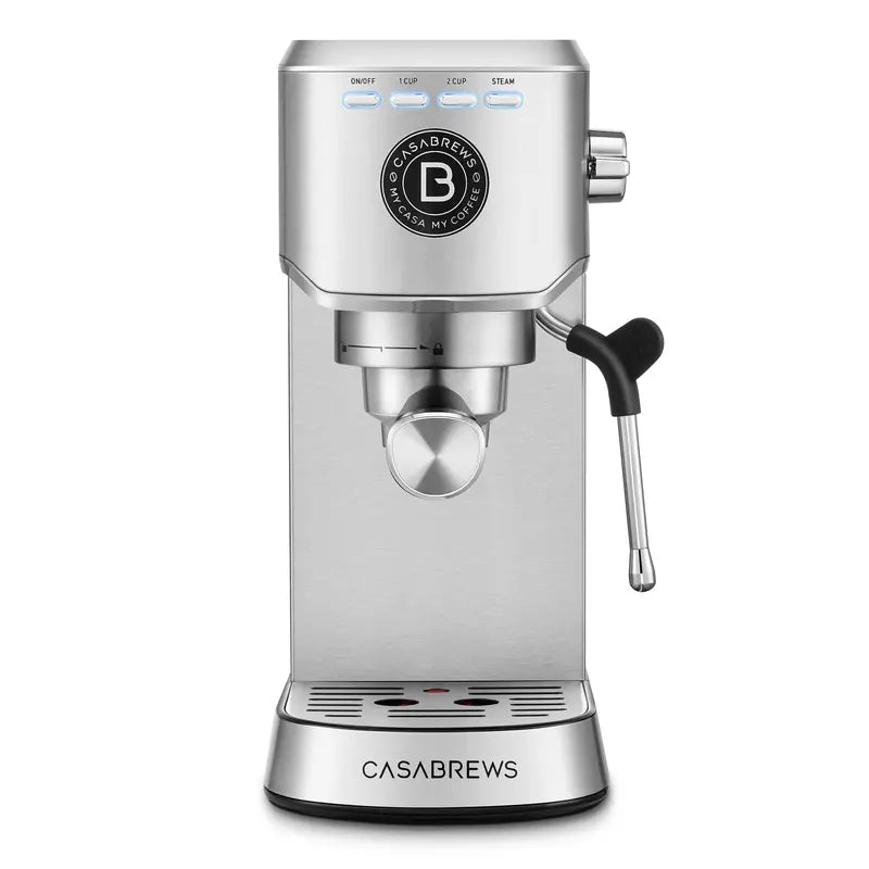 CASABREWS Basic Espresso Machine  20-Bar Pump, 34-Ounce Water Reservoir, Integrated Milk Frother, Silver Finish