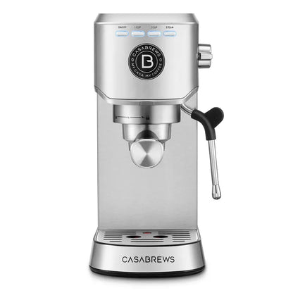 CASABREWS Basic Espresso Machine  20-Bar Pump, 34-Ounce Water Reservoir, Integrated Milk Frother, Silver Finish