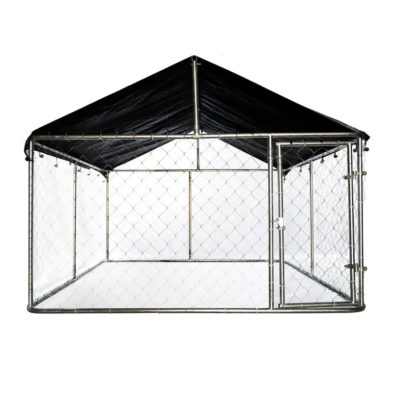 Petony Heavy Duty Outdoor Dog Kennel with UV & Water Resistant Roof Cover, Chain-Link Fence & Secure Swing Gate
