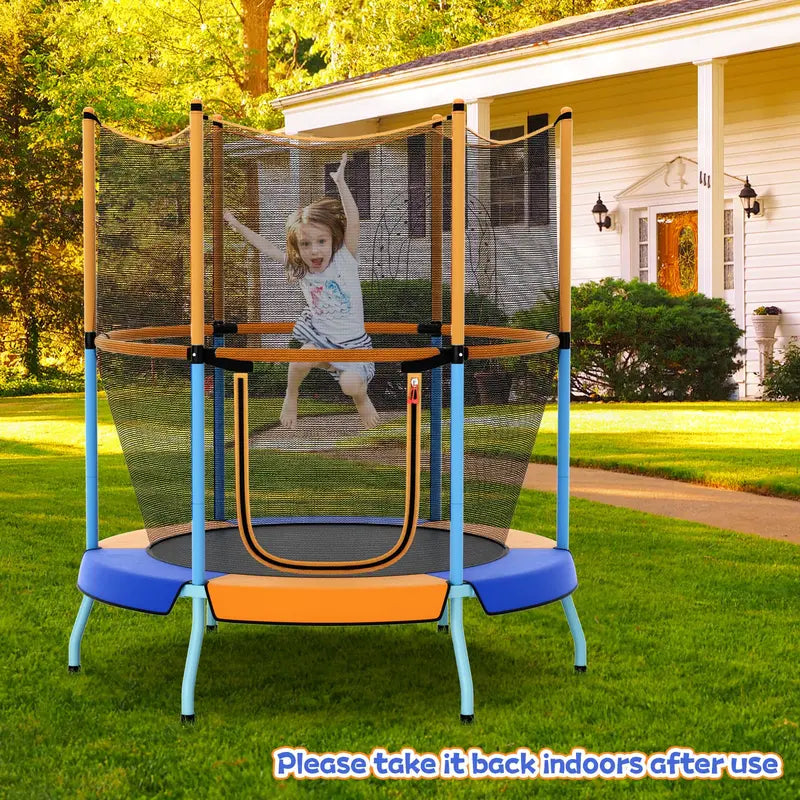 Kids’ Round Trampoline with Safety Enclosure