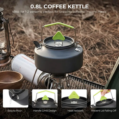 Lightweight 4-Piece Aluminum Camp Cookware Kit for Small Groups