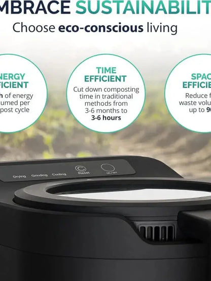 2.5L Electric Kitchen Composter  Odorless Countertop Food Waste Processor with Clear Lid