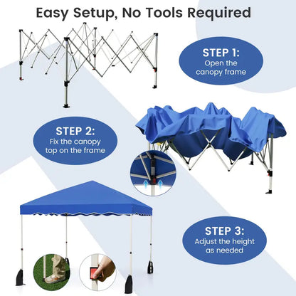 10′ x 10′ Instant-Setup Canopy Tent with Rolling Carry Bag for Easy Transport