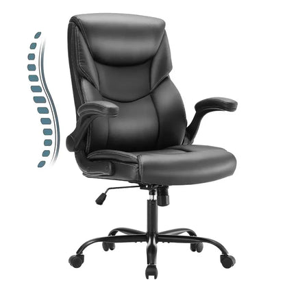 Sweetcrispy Ergonomic Gaming Chair, High Back PU Leather Office Chair with Flip-up Armrests, 275 lbs Capacity