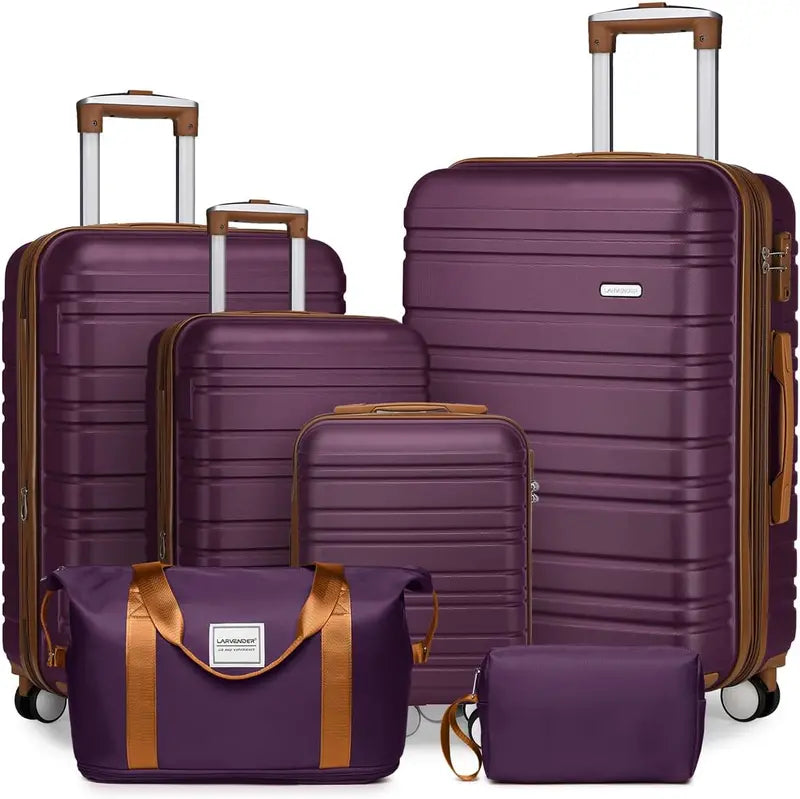 6-Piece Expandable Rolling Luggage Set  Lightweight Hardshell Suitcases with Smooth-Spinning Wheels & Modular Packing Options
