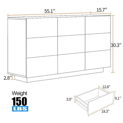 9-Drawer Dresser Tower  Tall Bedroom Storage Cabinet with Integrated LED Lighting