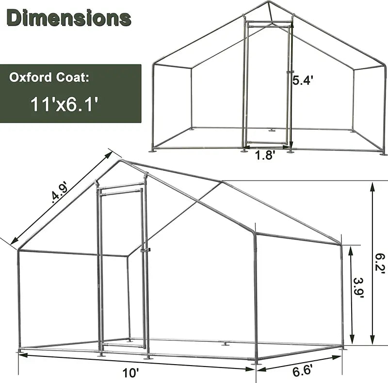 Large Chicken Coop Metal Chicken Runs for Yard, 10′ Walk in Chicken Coop Cage Chicken Pen Poultry Cage with Waterproof and Anti-UV Cover Heavy Duty Rabbit Hutch Duck Cage for Outdoor, Backyard and Farm