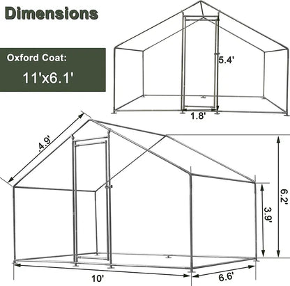 Large Chicken Coop Metal Chicken Runs for Yard, 10′ Walk in Chicken Coop Cage Chicken Pen Poultry Cage with Waterproof and Anti-UV Cover Heavy Duty Rabbit Hutch Duck Cage for Outdoor, Backyard and Farm