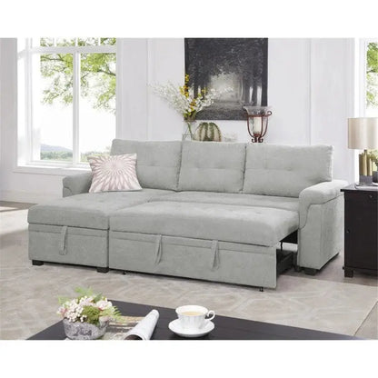 Convertible Reversible Sectional with Pull-Out Sleeper, Integrated Storage Chaise, and Sturdy Support Legs