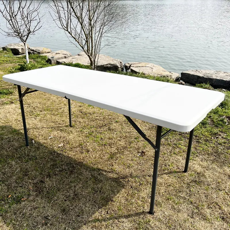 Holaki Outdoor Folding Table 6ft: Portable Plastic Table 6 Foot  Heavy Duty  Commercial Grade for Picnic Camping Party Indoor