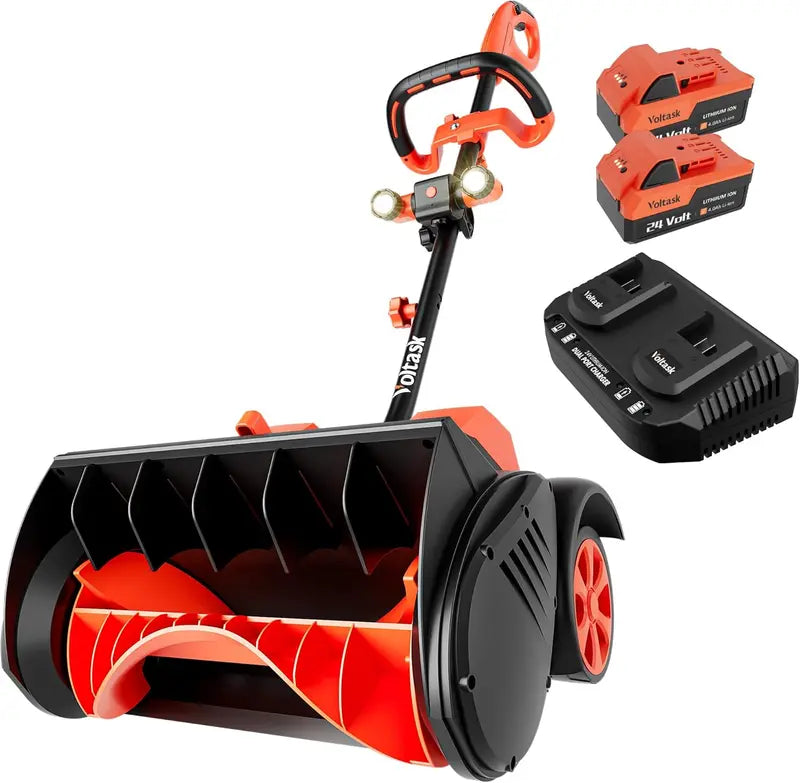 48V Cordless Snow Blower with Wheels  16-Inch Brushless Motor, 4Ah Battery Kit (2×24V), Directional Chute & LED Lighting