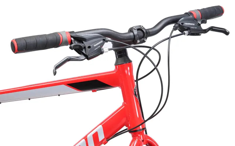 Schwinn Kempo Hybrid Road Bike  700c Wheels, 21-Speed Shimano Drivetrain, Men’s Red Frame