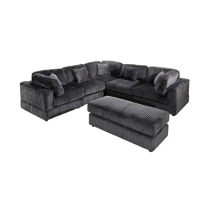 Modular L-Shaped Corduroy Sectional Sofa  Oversized 6-Piece Configurable Set