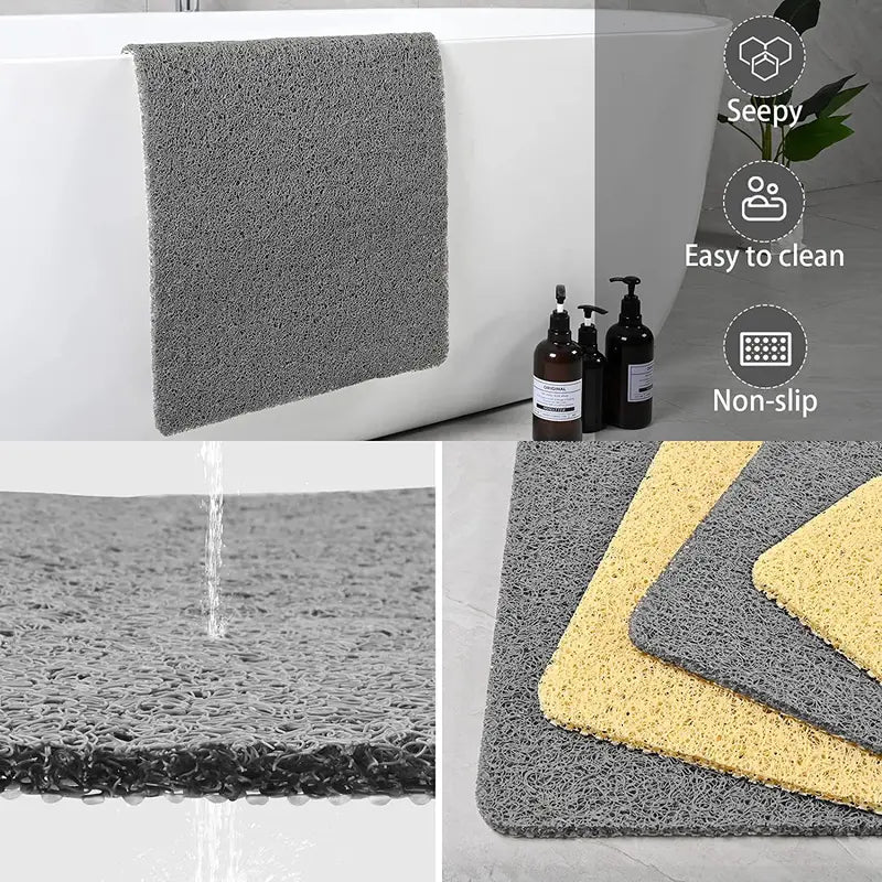 Non-Slip Shower Mat with Quick-Drain Texture and Secure Grip