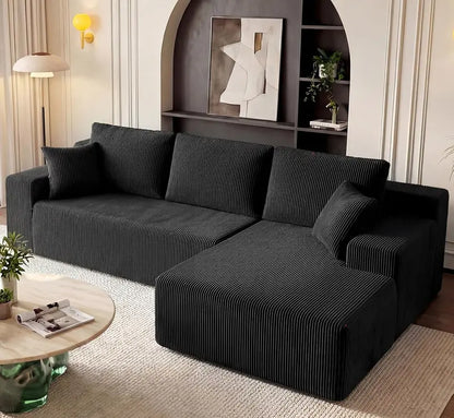 Cloud-Like Boneless Sectional Sofa  3-Seater L-Shaped Modular Couch with Right-Facing Chaise, Cat-Resistant & Deep Seat
