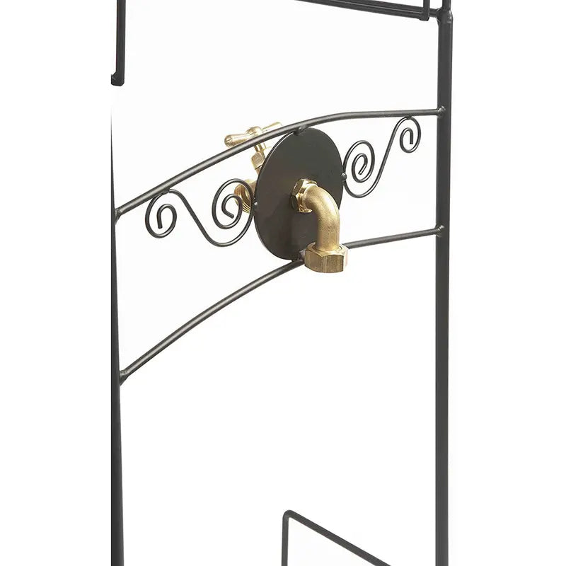 Liberty Garden 640 Carrington Durable Powder Coated Decorative Metal Outdoor Hose Stand w/Bib, Black