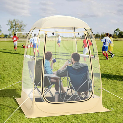 Pop-Up Sports Tent  4.2 ft x 4.2 ft Weather-Resistant Pod for 12 People with Carry Bag & Floor Mat