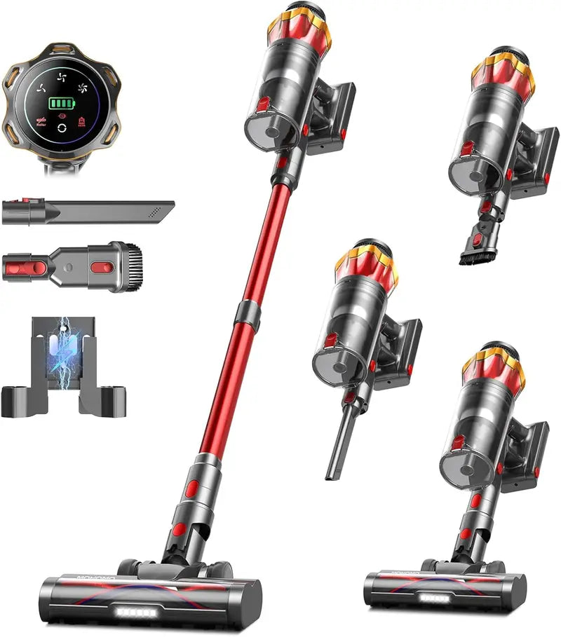 580W Cordless Stick Vacuum Cleaner  48KPA Suction, 65-Min Runtime, OLED Touchscreen & Anti-Tangle Brush for Pet Hair