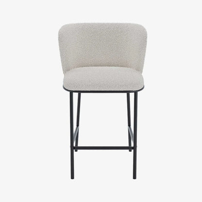 Lot de 2 tabourets de bar tissu boucl  blanc C sar