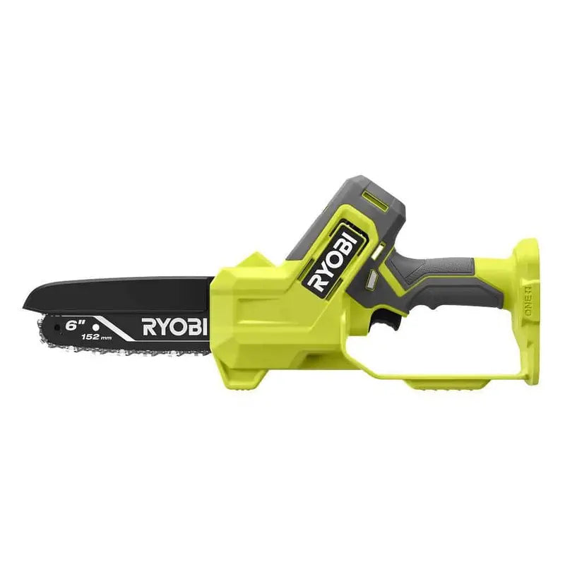 RYOBI ONE+ 18V 6″ Cordless Pruning Chainsaw Tool Only  Compact, Tool-less Tensioning, Oil-Free, 3-Year Warranty