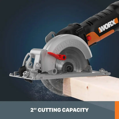 Worx WorxSaw WX439L 4.5 Amp Compact Circular Saw, 4-1/2″ Blade, One-Hand Operation