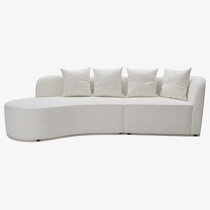 Canap  sectionnel incurv  3-4 places en tissu boucl  blanc Alba