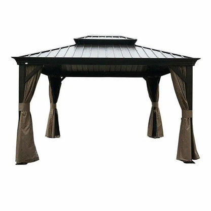 Dahlin Hardtop Aluminum Patio Gazebo — 12 ft W × 10 ft D Weather-Resistant Outdoor Shelter
