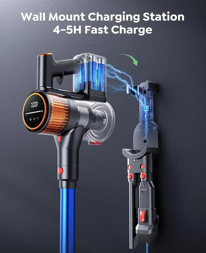 High-Performance Cordless Stick Vacuum  550W Motor, 45 kPa Suction, 60-Min Runtime, Wall-Mount Charging & Self-Standing Design