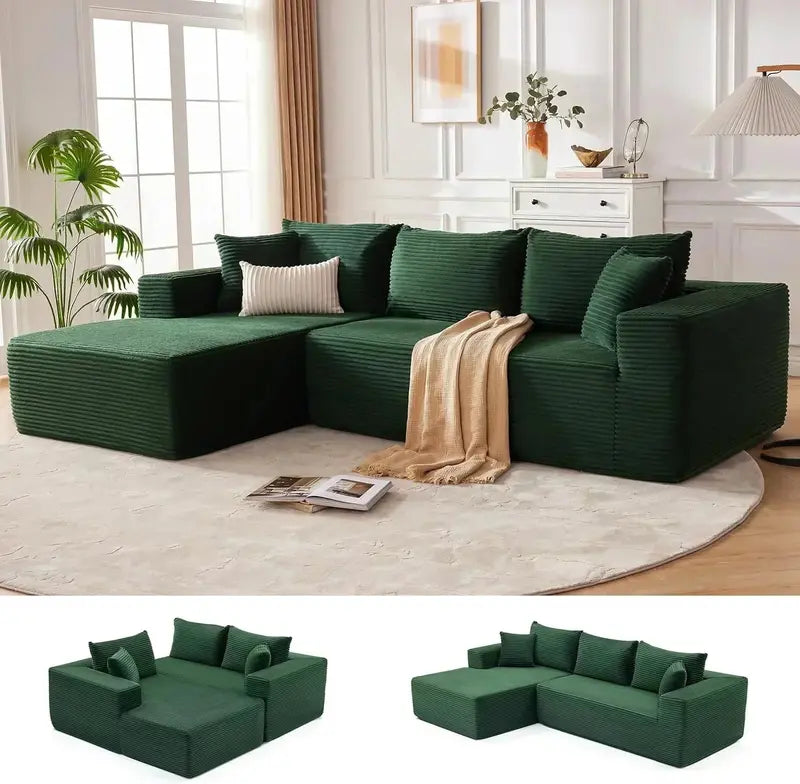 110-Inch Boneless Cloud Sofa: Ultra-Modular Living Room Lounge with Deep, Supportive Seating