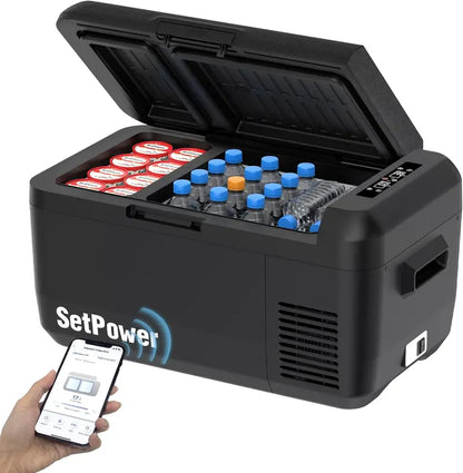RF20 12V Portable Car Refrigerator | 21-Quart Compressor Cooler with 50-Hour Battery Life, Ideal for RVs, Trucks, Campers &amp; Road Trips