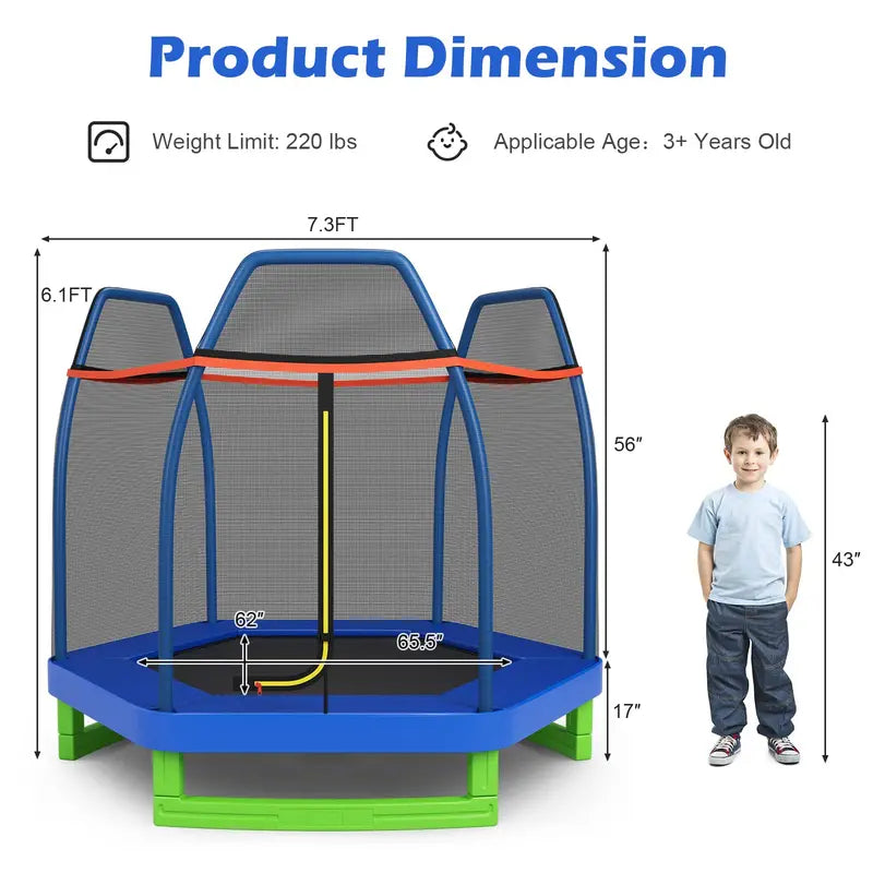 7-Foot ASTM-Certified Trampoline for Indoor & Outdoor Play