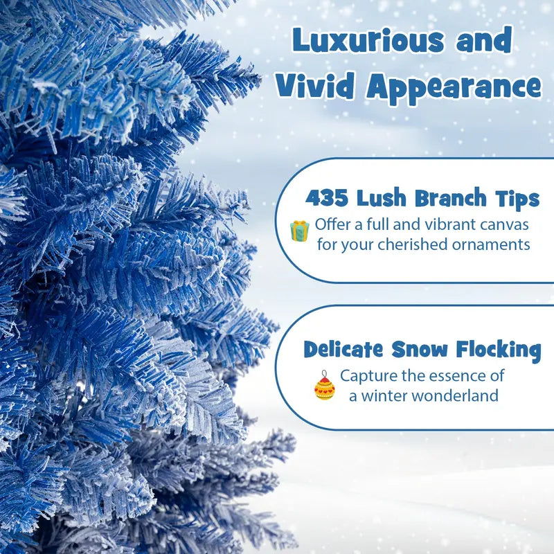 6-Foot Blue Gradient Snow-Flocked Unlit Artificial Christmas Tree with 435 Lush Branch Tips