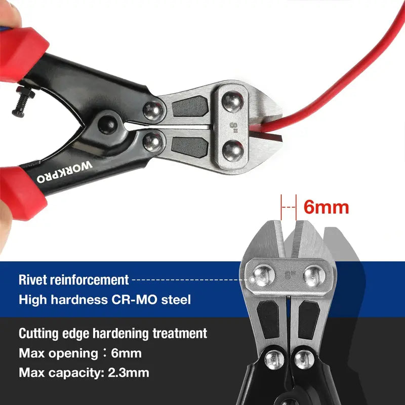 WORKPRO 8″ Heavy-Duty Bolt Cutter with Chrome-Molybdenum Construction