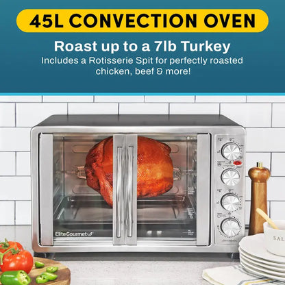 Elite Gourmet 47.5-Quart Convection Oven  18-Slice Capacity, 4-Function Control Knobs