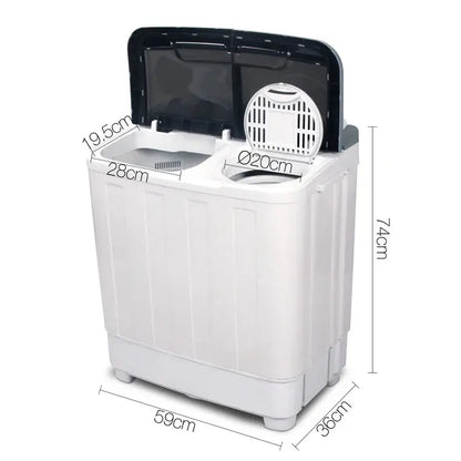Devanti 5kg Portable Twin-Tub Washing Machine  Compact White Laundry Solution