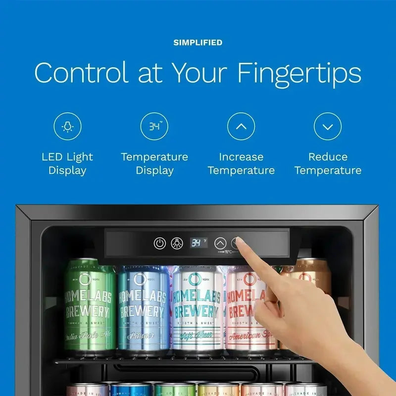 hOmeLabs Glass-Door Beverage Cooler  Compact Mini Fridge for Wine, Beer, or Soft Drinks