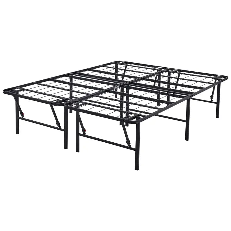 Mainstays High-Profile Foldable Queen Platform Bed Frame  18-Inch Steel Base in Black